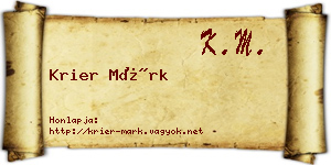 Krier Márk névjegykártya